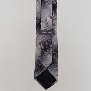 VAN HEUSEN Silk Neck Tie ~Black/Gray/Silver